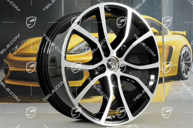 21" Komplet felg Cayenne Exclusive Design, 11J x 21 ET58 + 9,5J x 21 ET46, czarny wysoki połysk