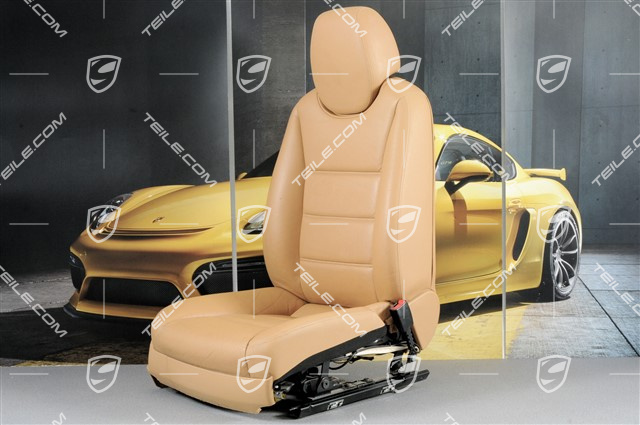 Fotel, elektryczna regulacja, podgrzewane, reg. lędźwia, skóra, beżowe, R