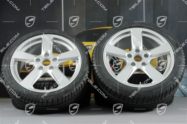 19" winter wheel set "Cayman S", rims 8J x 19 ET57 + 9,5J x 19 ET45 + NEW winter tyres Continental WinterContact TS 830P 235/40 R19 + 265/40 R19, without TPMS