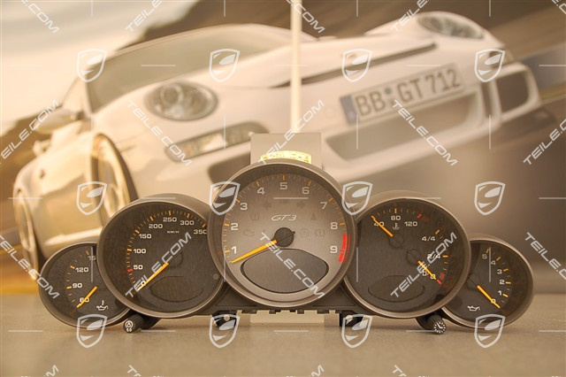 Kombiinstrument, GT3 / GT3 RS, 6-Gang, Zifferblätter in Schwarz