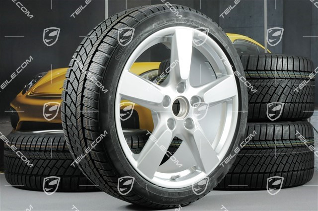 19" Winterräder Satz "Cayman S", Felgen 8J x 19 ET57 + 9,5J x 19 ET45 + NEUE Continental WinterContact TS 830P Winterreifen 235/40 R19 + 265/40 R19, mit RDK-Sensoren