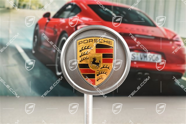 Radzierdeckel, Wappen farbig,  Platinum Seidenglanz / Ring in Platinum Seidenglanz