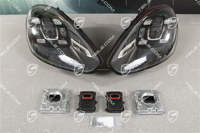 LED headlights, black, set, L+R