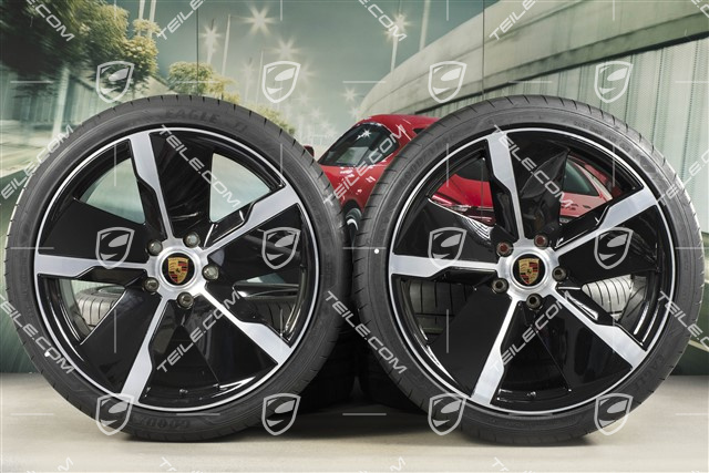 21" Exclusive Design summer wheel set, rims 9,5J x 21 ET60 + 11,5J x 21 ET66 + NEW Goodyear summer tyres 265/35 R21 + 305/30 R21, black