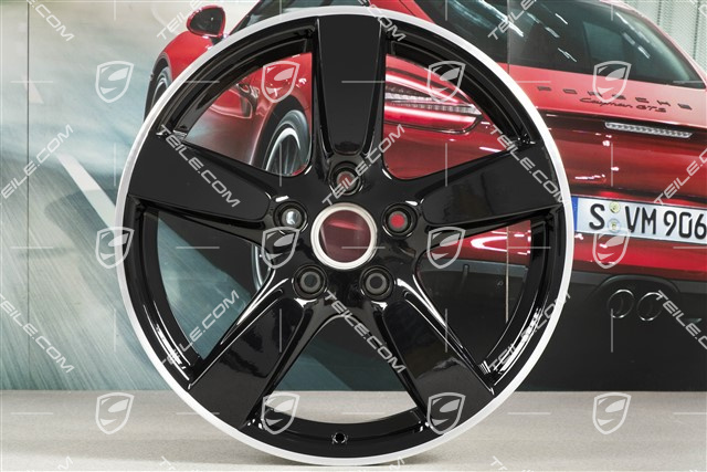 19" Cayman S Felgensatz, 8J x 19 x ET 57 + 9,5J x 19 x ET 45, Felgenstern in Schwarz