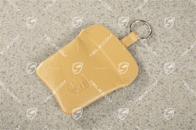 Schlüsseltasche aus Leder, Kaschmirbeige, Porsche 911 70er bis 90er Jahre