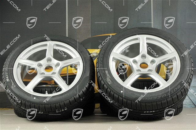 18" Boxster Winterräder Satz, Felgen 8J x 18 ET57 + 9,5J x 18 ET49, Pirelli Sottozero II Winterreifen 235/45 R18 + 265/45 R18