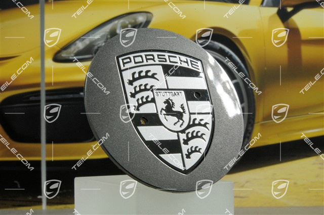 Dekielek koła, Titanium Dark, do kół 20" Carrera Classic, herb czarno-biały