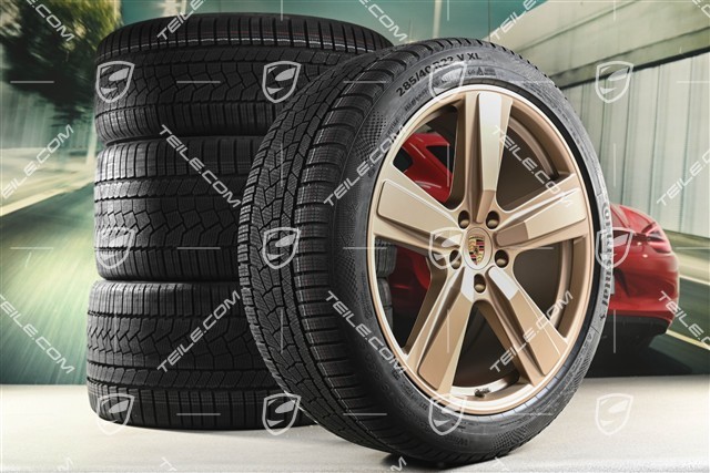 22-inch winter wheel set Cayenne Exclusive Design Sport, wheel rims 10J x 22 ET48 +11,5J x 22 ET61 + NEW Continental winter tyres 285/40 R22 + 315/35 R22, Neodyme