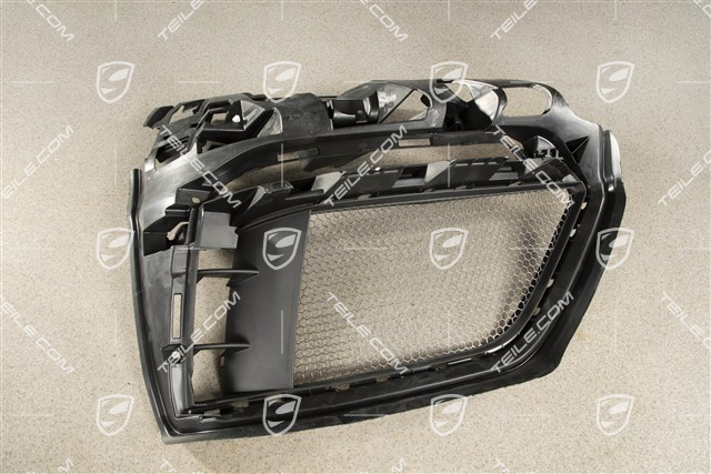 Front bumper retainer frame / grille / vent, lateral, GT4, Black matte, R