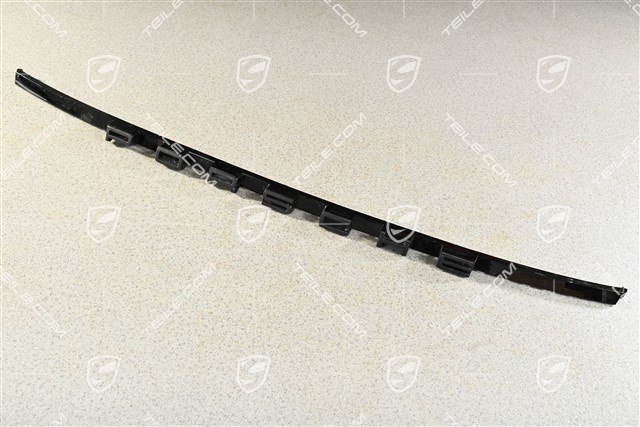 Trim, upper / rear, Porsche logo, black matte