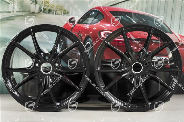 20" Komplet felg Carrera S IV, 8,5J x 20 ET49 + 11J x 20 ET56, do kół zimowych, C4/C4S/GTS, czarny satynowy mat
