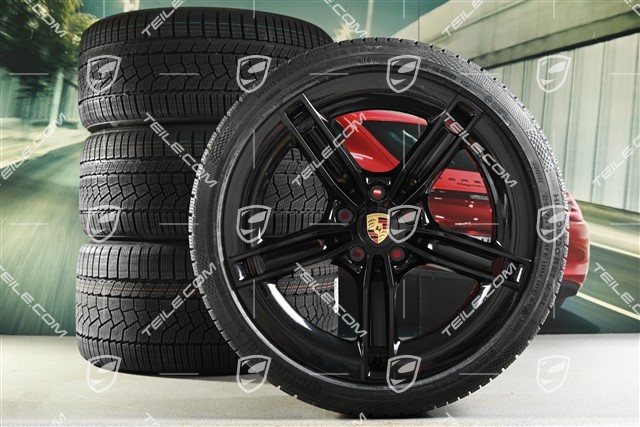 21" Mission E Design winter wheel set, rims 9,5J x 21 ET60 + 11,5J x 21 ET66 + Continental Winter Contact TS860 S winter tyres 265/35 R21 + 305/30 R21, black high gloss