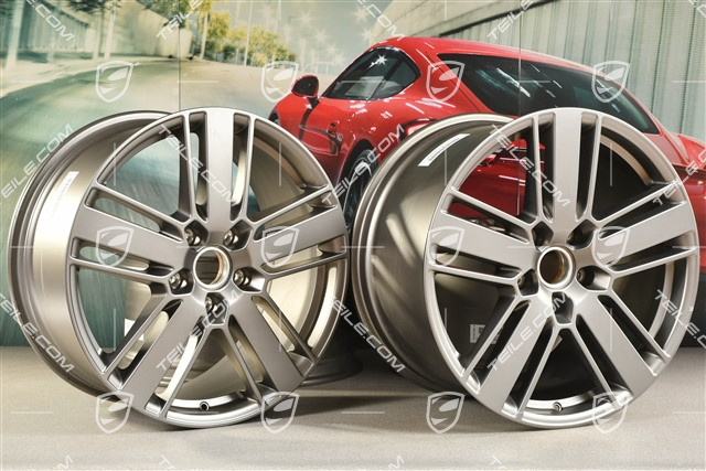 20" Komplet felg Panamera Design 2, 9,5J x 20 ET71 + 11,5J x 20 ET68, Platinum satynowy mat