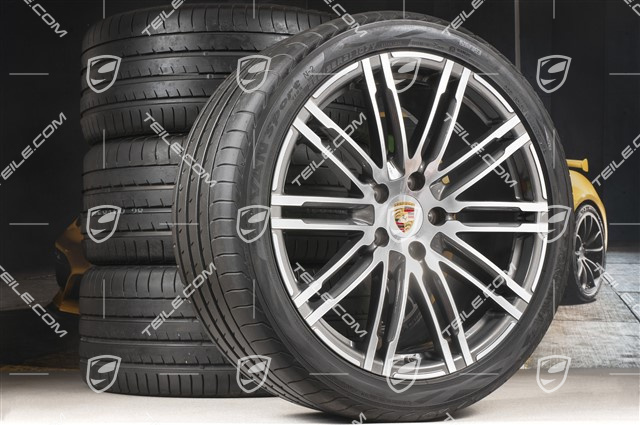 21-inch summer wheels set Turbo III, rims 10J x 21 ET50 + Yokohama summer tyres 295/35 R21, with TPM, NEW-only 30km (from a new Vehicle)