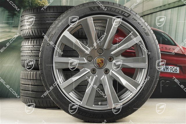 20-inch Tequipment Design summer wheel set, rims 9J x 20 ET54 + 11J x 20 ET60, Michelin summer tyres 245/45 R20 + 285/40 R20, platin silver