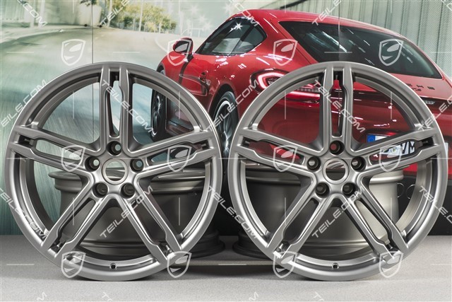 19"-inch alloy wheel set Macan Turbo/Sport Design, 8,5J x 19 ET21 + 9J x 19 ET21, platinum satin-matt