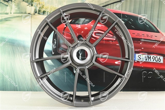 20+21-inch wheel rim set Turbo S, rims: front 8,5J x 20 ET40 + rear 11J x 21 ET66, Platinum satin matt