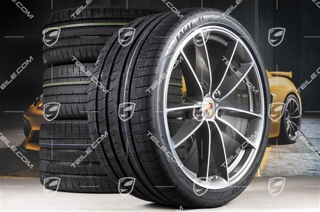 20"+21" Carrera Classic Sommerräder Satz, Felgen 8,5J x 20 ET50 + 11,5J x 21 ET67 + Goodyear Sommerreifen 245/35 R20 + 305/30 R21, mit RDK-Sensoren