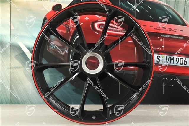 20" Felga GT3, 12J x 20 ET47, czarny satynowy półmat z czerwonym rantem