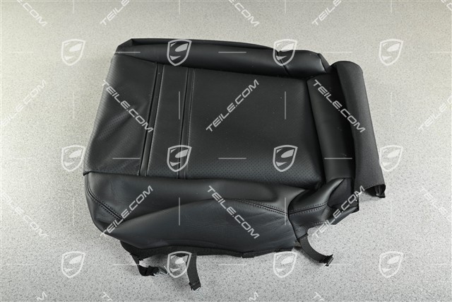 Front sport seat upholstery / cover, Leather, lower part / cushion, Black, L