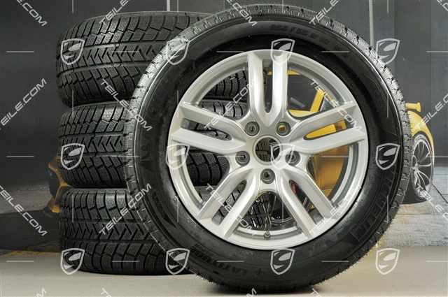 18-inch winter wheels set "Cayenne S" facelift 2014->, alloy rims 8J x 18 ET53 + NEW Michelin winter tyres 255/55 R18, with TPM