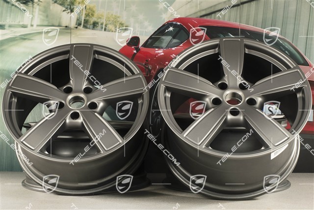20" Felgensatz Cayenne Sport Classic Komfort, 9J x 20 ET50 + 10,5J x 20 ET55,  Platinum Seidenmatt