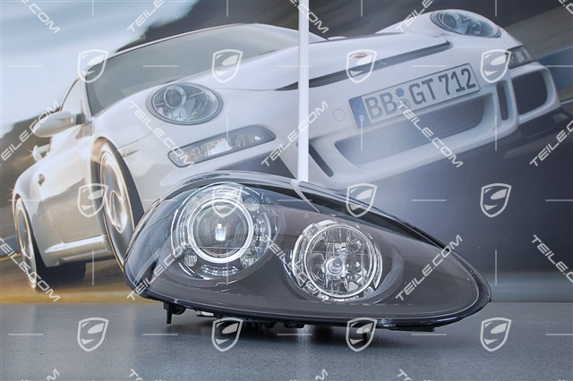 Xenon headlight, without control unit and D1S xenon bulb, with curve light, ECE, daytime running light, black, R