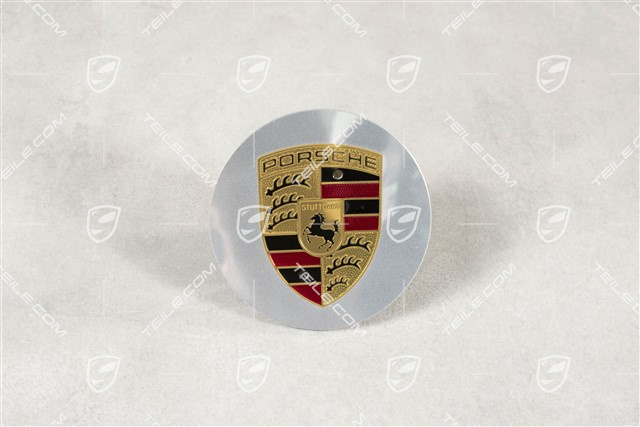 Radzierdeckel, konkav, Wappen farbig, poliert, für Turbo I Felgen