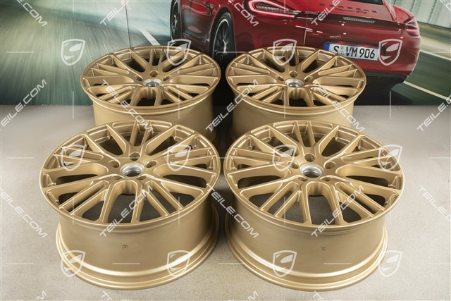 21" Komplet felg Panamera Exclusive Design Sport, 9,5J x 21 ET71 + 11,5J x 21 ET69, Aurum satynowy półmat