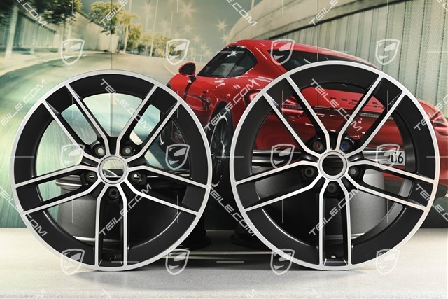20"+21" Carrera Exclusive Design Felgensatz, Felgen 8,5J x 20 ET50 + 11,5J x 21 ET79, schwarz seidenmatt