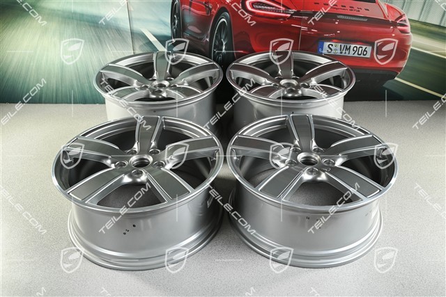20" Felgensatz Carrera Sport, 8,5J x 20 ET57 + 10,5J x 20 ET47, Platinsilber Metallic