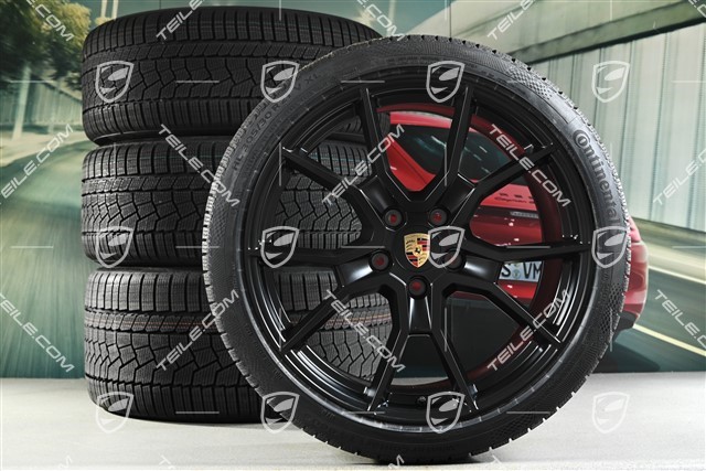 21" RS Spyder Design Winterräder Satz, Felgen 9,5J x 21 ET60 + 11,5J x 21 ET66 + NEUE Continental Winter Contact TS860 S Winterreifen 265/35 R21 + 305/30 R21, schwarz seidenmatt
