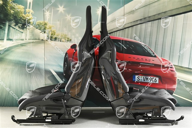 Bucket seats, collapsible, leather/Alcantara, black, L+R