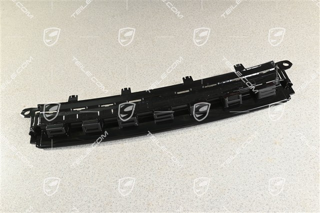 Trim, upper / rear, Porsche logo in black matt