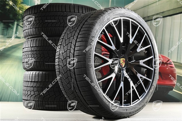 21-inch Panamera Exclusive Design Winter wheel set, wheel rims 9,5J x 21 ET71 + 10,5J x 21 ET71 + NEW Continental Winter Contact TS860 S winter tyres 275/35 R21 + 315/30 R21, black high gloss