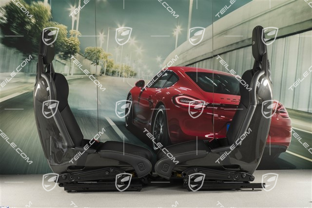 Bucket seats, Carbon, leather+Alcantara, black, seam in Silver, logo GT4, set, L+R
