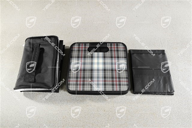 Foldable Luggage compartment box, 30 x 27,5 x 50, Turbo 50 Tartan fabric pattern incl. Bottle insert + Cooler bag