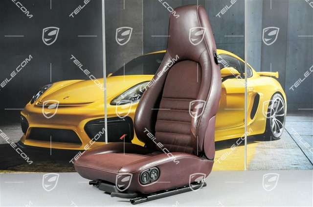 Sitz, el. einstellbar, Kunstleder Mittelbahn Porsche-Schriftzugstoff, Weinrot, L