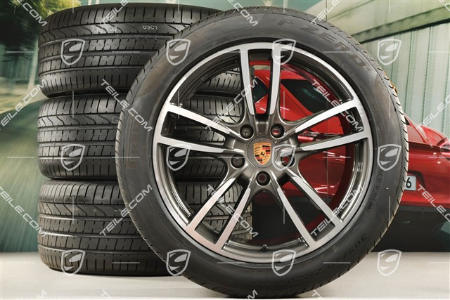20" koła letnie Cayenne Coupé Sport, komplet, felgi 9J x 20 ET50 + 10,5J x 20 ET55 + NOWE opony letnie Pirelli P Zero 275/45 R20 + 305/40 R20, z czujnikami ciśnienia