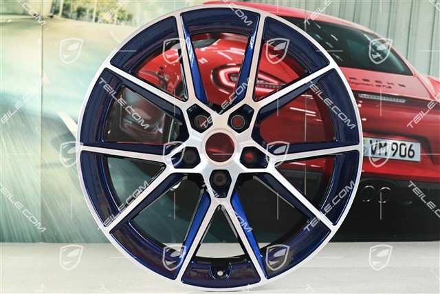 20+21-inch Carrera S wheel rim set, 8,5J x20 ET50 + 11,5J x 21 ET79, Enzian Blue