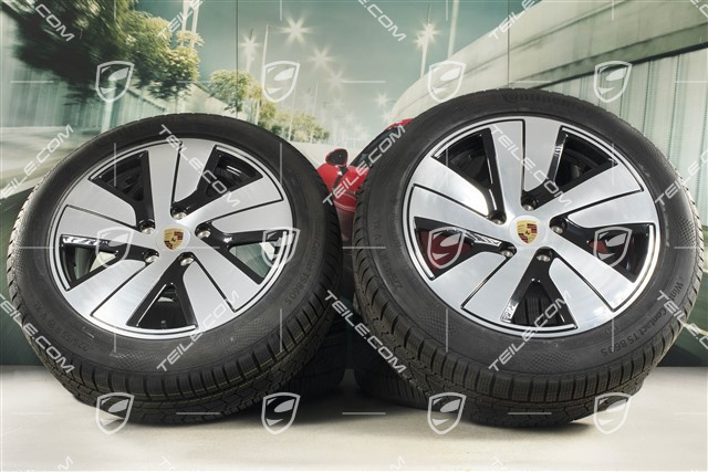 19" Taycan S winter wheel set, rims 8J x 19 ET50 + 10J x 19 ET47 + NEW Continental winter tyres 225/55 R19 + 275/45 R19