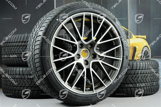 21" koła zimowe Cayenne COUPÉ RS Spyder, komplet, felgi 9,5J x 21 ET46 + 11,0J x 21 ET49 + opony zimowe Pirelli 275/40 R21 + 305/35 R21, z czujnikami ciśnienia