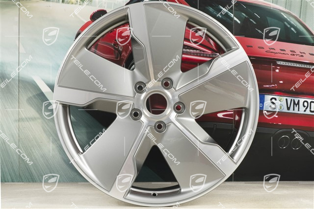 21" Felge Taycan Exclusive Design, 9,5J x 21 ET60, platinsilber, vorn, R