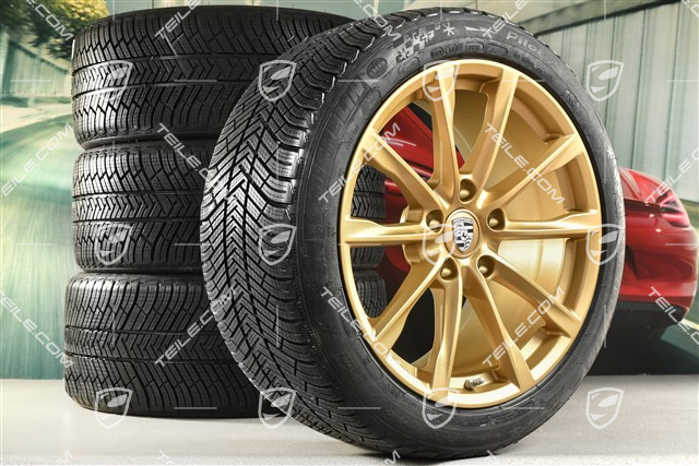 19" Boxster S Winterräder Satz, Felgen 8J x 19 ET57 + 10J x 19 ET45 + NEUE Michelin Pilot Alpin 4 Winterreifen 235/40 R19 + 265/40 R19, aurum seidenmatt