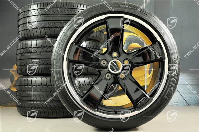 20" Sport Classic summer wheels set, black glossy, rims 9,5J x 20 ET65 + 11,5 x 20 ET63 + NEW Michelin summer tyres 255/40 ZR20 + 295/35 ZR20, with TPM