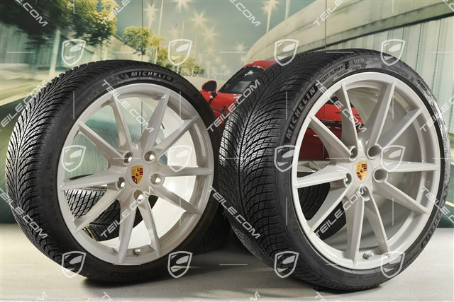 20"+21" Carrera S Winterräder Satz, Felgen 8,5J x 20 ET53 + 11J x 21 ET66 + Michelin Winterreifen 245/35 R20 + 295/30 R21, in Kreide