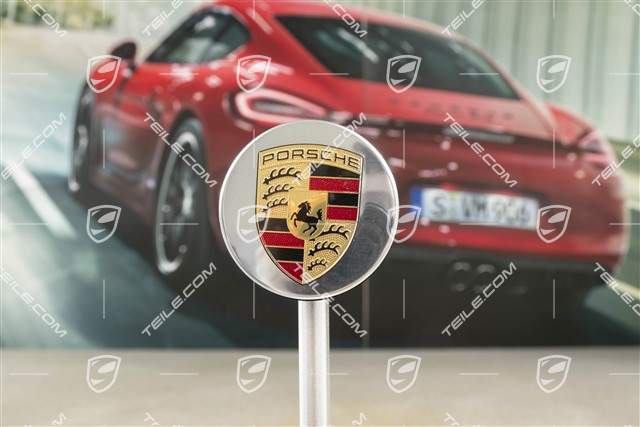 Zierdeckel für Zentralverschluss, Turbo S, farbiges Porsche Wappen