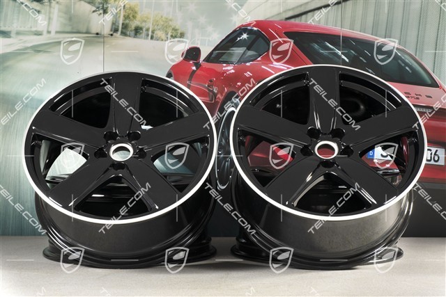 19" Komplet felg Macan SportClassic, 8,5J x 19 ET21 + 9J x 19 ET21, czarny wysoki połysk