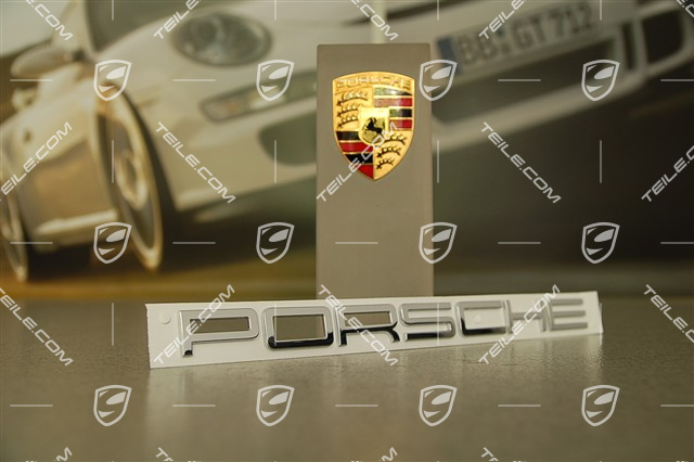 "PORSCHE" Logo / Emblem, Galvano Silver / Chrom